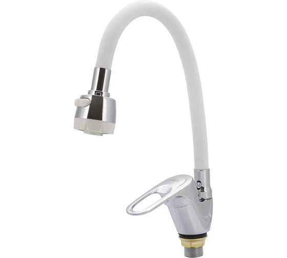 Изображение товара Смеситель для кухни Ekko гибкий излив, с гайкой, белый E4105+E55