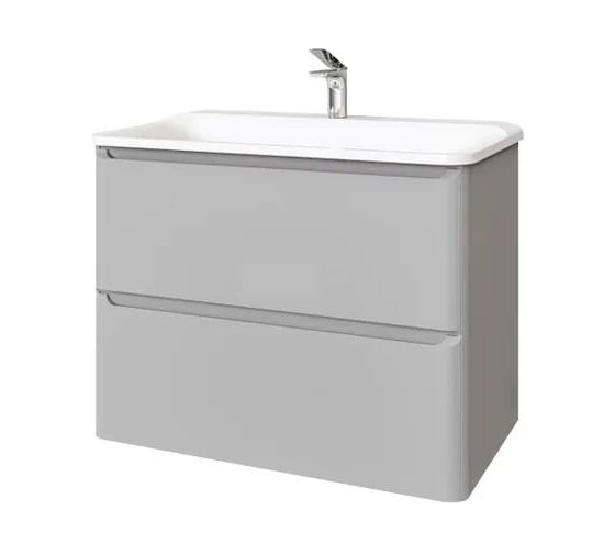 Изображение товара Тумба подвесная с раковиной RAVAL Welto 80 80 см, с ящиками, прямоугольная, из МДФ, серая RAVSET004