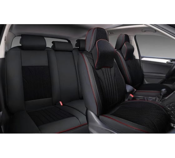Изображение товара Накидки PSV 5D Forward (Черный/Кант красный), комплект на весь салон, экокожа + текстиль 138366