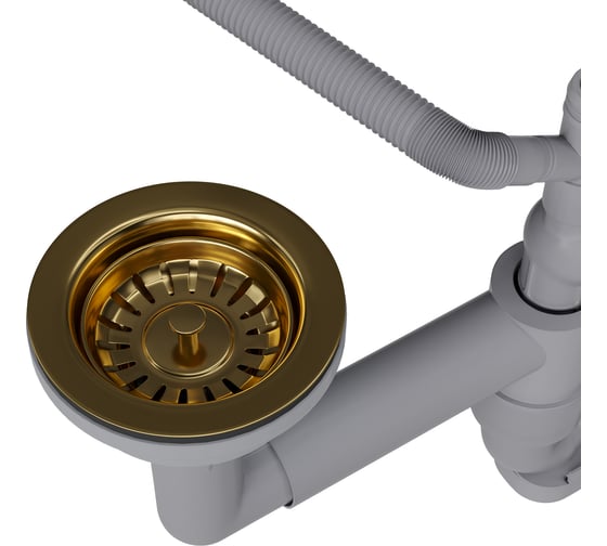 Изображение товара Сифон для одночашевой кухонной мойки с выпуском Reflexion home Reflexion Arno брашированное золото RX3001GD