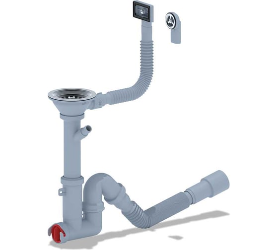 Изображение товара Сифон АНИ Пласт 3 1/2х40 с отводом для стиральной машины, с гиб.круг и прям пер F1045SA15