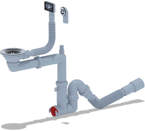 Изображение товара Сифон АНИ Пласт 3 1/2х40 с отводом для стиральной машины, с гиб.круг и прям пер F5345SA15