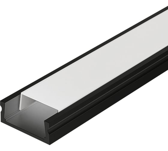 Изображение товара Профиль алюминиевый накладной WOLTA черный 16x6х2000мм готовый комплект WAP-S-16/6/2000-BW