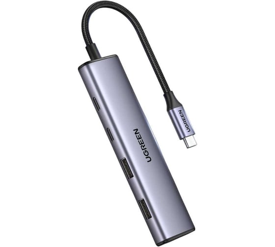 Изображение товара Хаб UGREEN CM473 15395 4-Port USB-C Hub. Цвет: серый космос 15395_