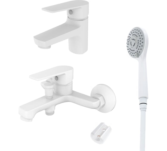 Изображение товара Набор смесителей ORANGE Loop белого цвета с душевыми аксессуарами M26-311w БП-00002873