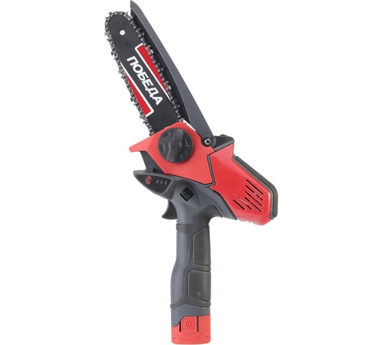 Изображение товара Пила цепная аккумуляторная Победа ПА 160 14,4 В, 1 АКБ 1,5 Ач и ЗУ, 6/15 см, 1, 4, 1/4, 37 звеньев, продольное расположение двигателя, индикация заряда, 250205160