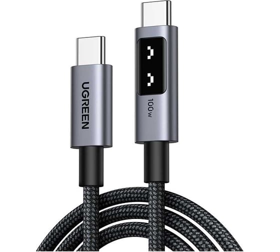 Изображение товара Кабель UGREEN L509 35512 UNO Type C 2.0 Male To Type C 2.0 Male 5A Data Cable. Длина: 2м. Цвет: черный/серый 35512_
