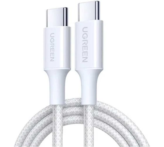 Изображение товара Кабель UGREEN L502 35221 USB-C to USB-C PD Fast Charging Braided Cable 5A Max. Длина: 2м. Цвет: белый 35221_