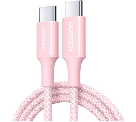 Изображение товара Кабель UGREEN L502 65252 USB-C to USB-C PD Fast Charging Braided Cable 5A Max. Длина: 2м. Цвет: розовый 65252_