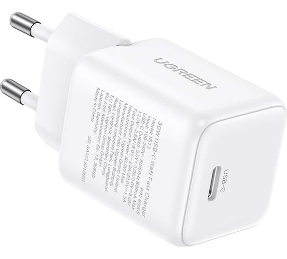 Изображение товара Сетевое зарядное устройство UGREEN X513 65009 30W USB-C GaN Fast Charger EU. Цвет: белый 65009_