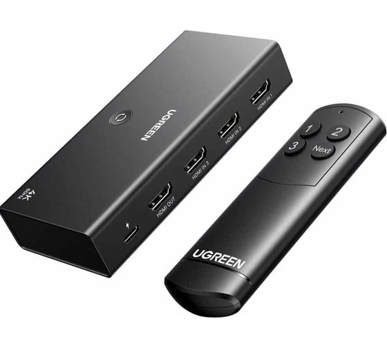 Изображение товара Переключатель UGREEN AW504 55857 HDMI Switch 3 In 1 Out 4K60Hz. Цвет: черный 55857_