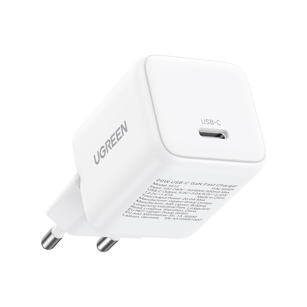 Изображение товара Универсальное сетевое зарядное устройство UGREEN 20W GaN Type-C EU
