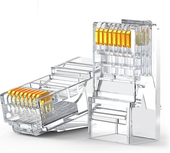 Изображение товара Коннектор UGREEN NW120 60558 Cat 6 Unshielded RJ45 Modular Plugs 100 шт. Цвет: прозрачный 60558_
