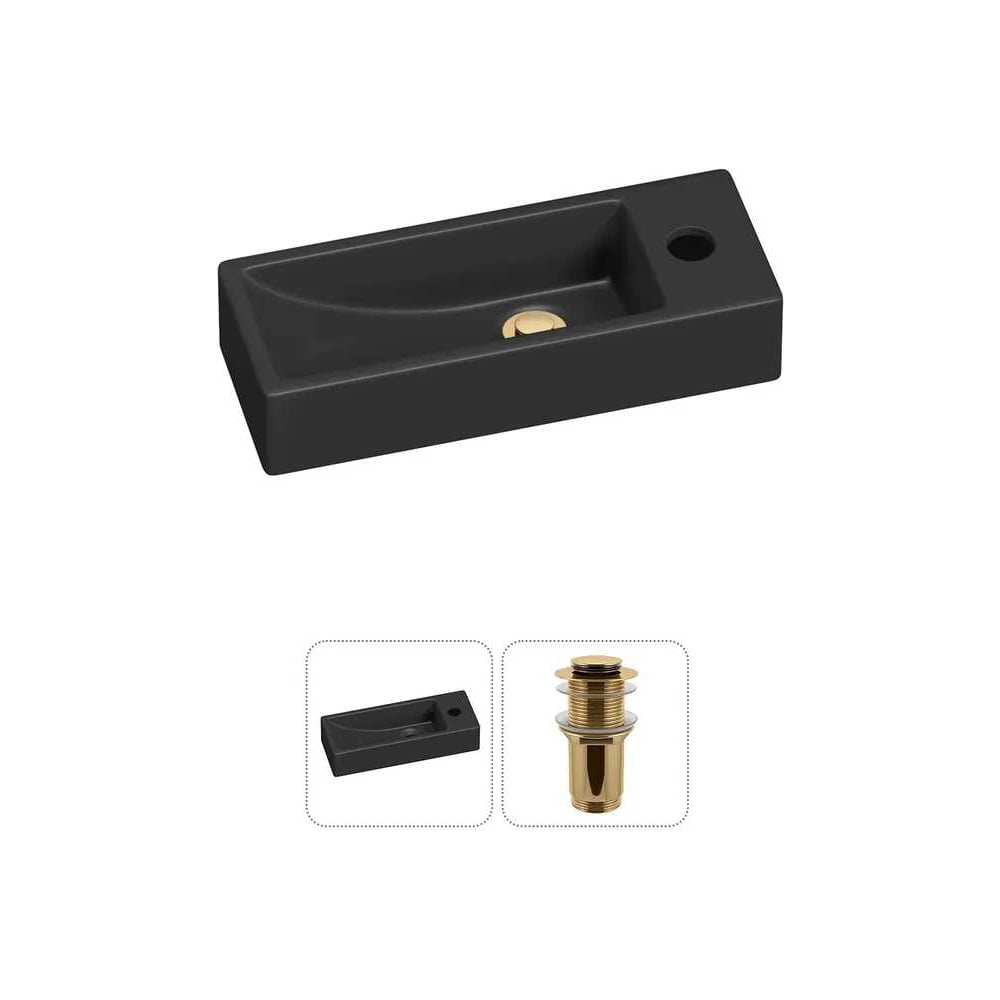 Изображение товара Комплект раковина Wellsee Lavinia Boho 38x14 см черный матовый