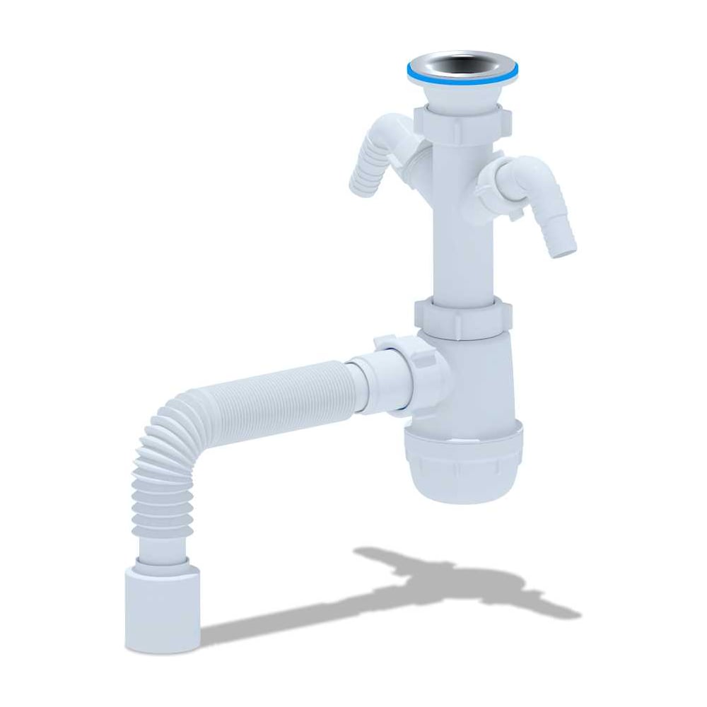 Изображение товара Сифон АНИ Пласт Грот 1 1/2х40 для стиральных машин с отводами