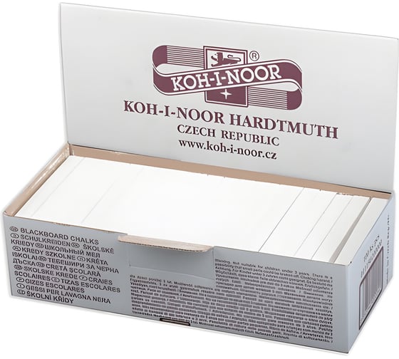 Изображение товара Мел белый квадратный ОФИСМАГ 100 штук, Koh-i-noor (Чехия), картонная упаковка, 111502 224320