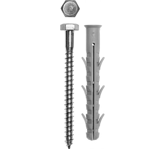 Изображение товара Фасадный дюбель ЗУБР ФД-П 10x160 мм, нейлон/цинк, 50 шт 301475-160