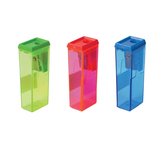 Изображение товара Точилка BEIFA Бэйфа ОФИСМАГ, с контейнером, прямоугольная, пластиковая, в дисплее, ассорти APS112 12 шт 225016