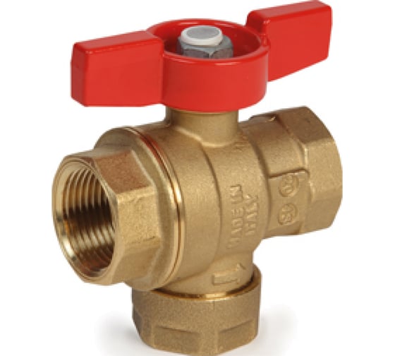 Изображение товара Кран шаровой со встроенным фильтром Giacomini, полнопроходной, ВР-ВР 1", ручка - бабочка красная, нехромированный GIA R701FY025