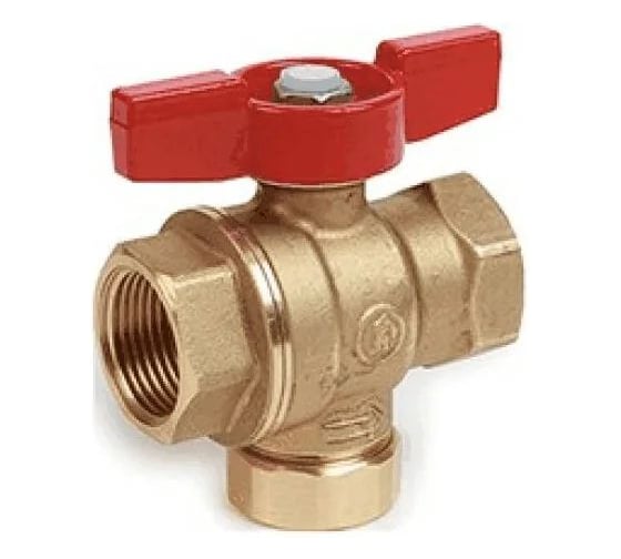 Изображение товара Кран шаровой со встроенным фильтром Giacomini GIA, полнопроходной, ВР-ВР 1/2, ручка - бабочка красная, нехромированный R701FY023