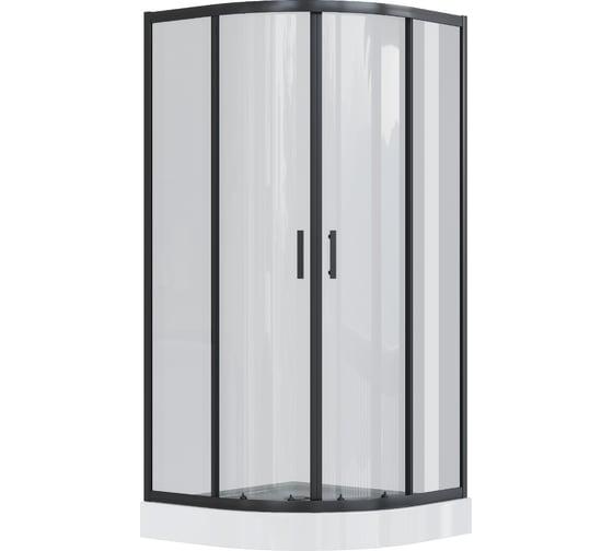 Изображение товара Душевое ограждение Santek Вэлия 90x90x195 см, форма 1/4 круга, раздвижные двери, черный профиль, стекло тонированное 1WH501799
