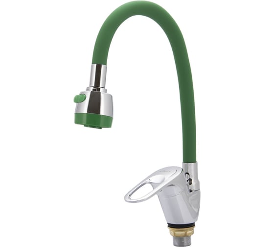 Изображение товара Смеситель для кухни Ekko гибкий излив, с гайкой, зеленый E4105+E66