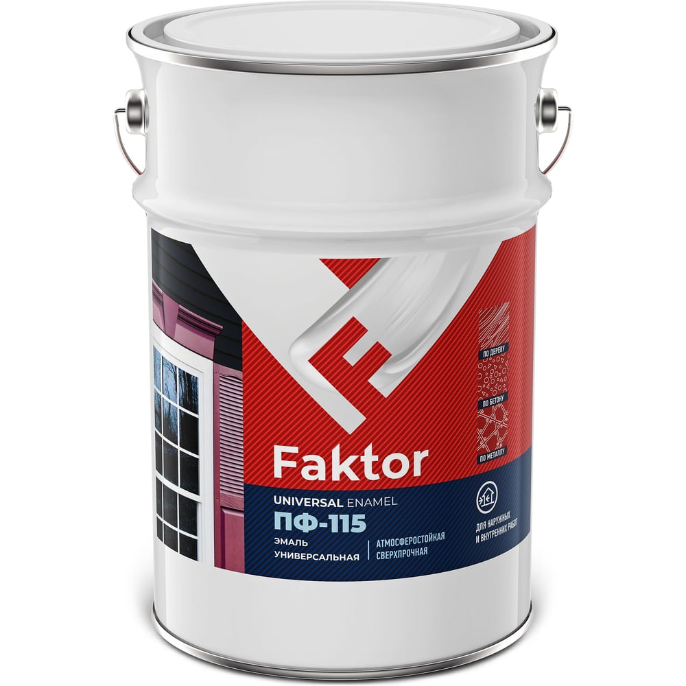 Изображение товара Эмаль алкидная Faktor ПФ-115 черная 6 кг для внутренних и наружных работ