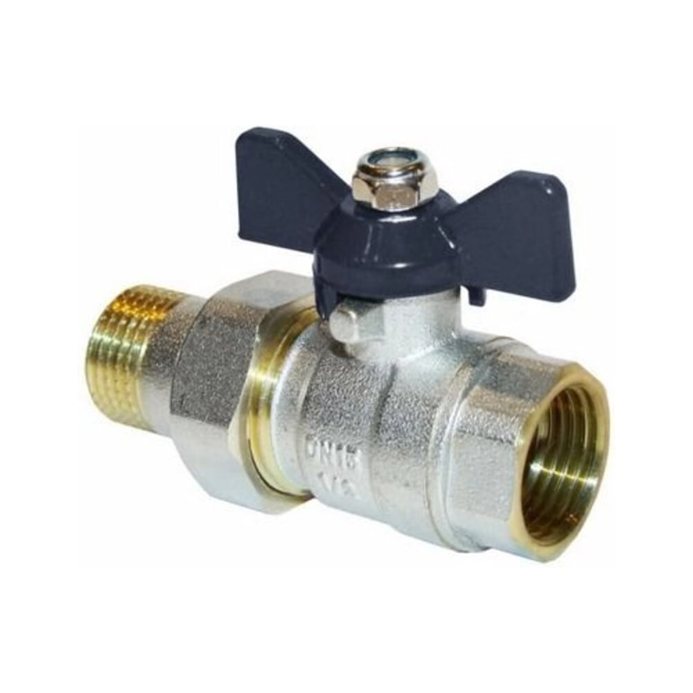 Изображение товара Кран шаровый латунный с никелированным покрытием 20 мм американка