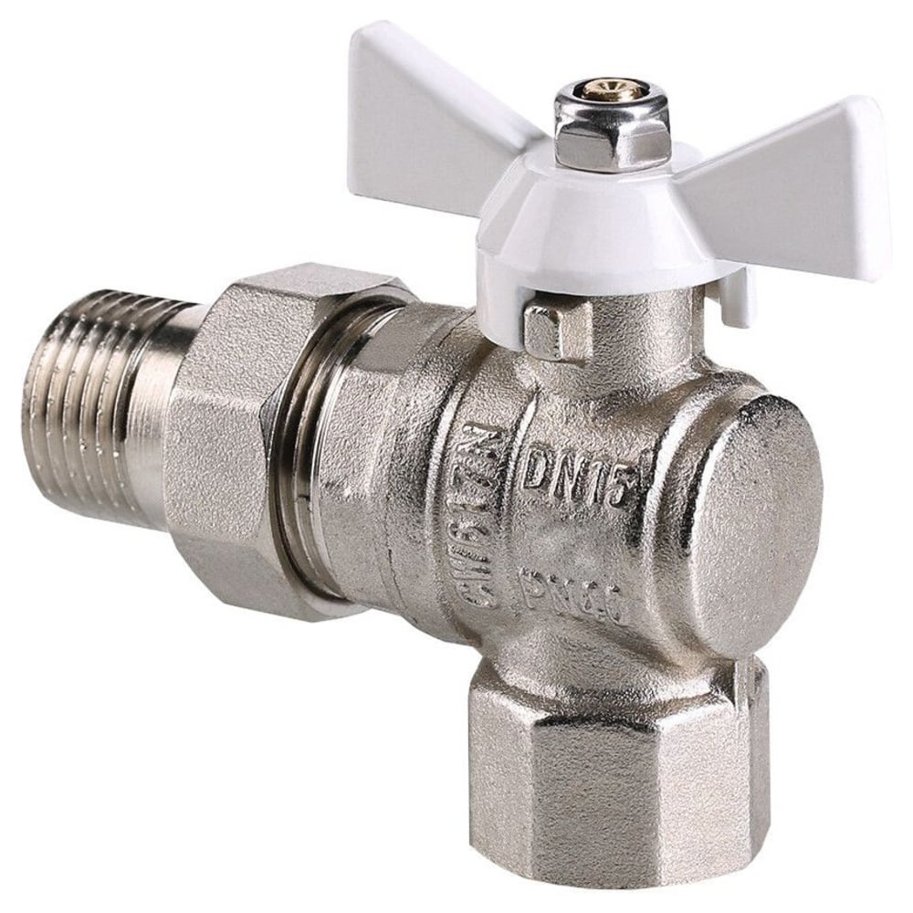 Изображение товара Кран шаровый ООО ПКФ Сварком д= 20 б г/ш угловой (американка) белая ручка (VT.228) (1 шт) s007336