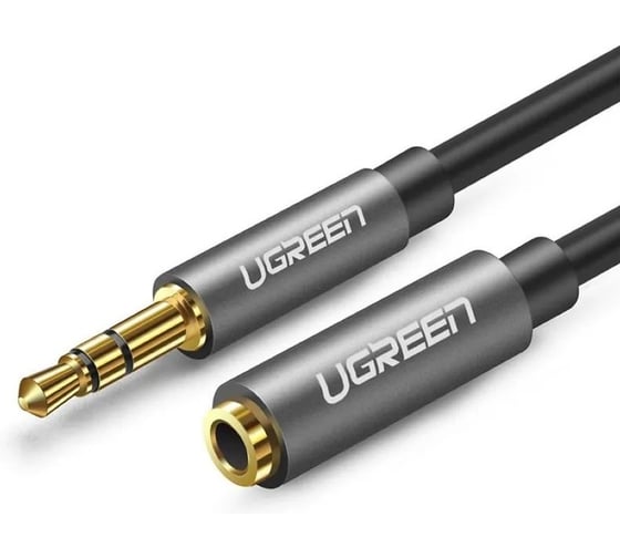Изображение товара Удлинитель кабеля UGREEN AV118 10538 3.5mm Male to 3.5mm Female Extension Cable. Длина: 5м. Цвет: черный/серый 10538_