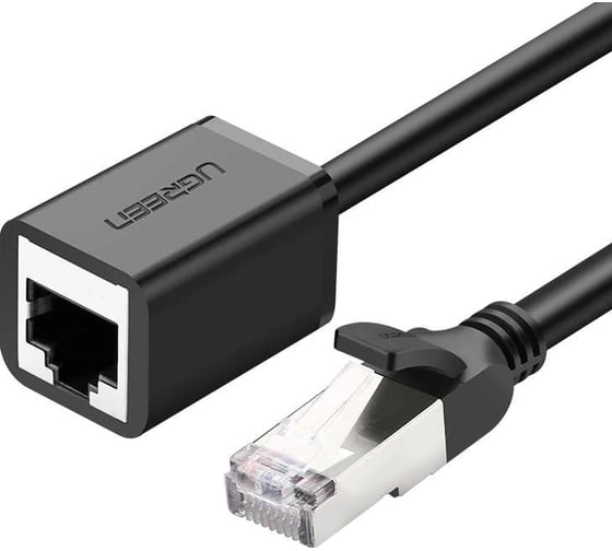 Изображение товара Удлинитель UGREEN NW112 11279 Cat 6 F/UTP Ethernet RJ45 Extension Male/Female Patch Cords. Длина 1 м. Цвет: черный 11279_