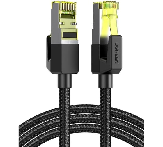 Изображение товара Кабель UGREEN NW150 80425 CAT7 Shielded Round Cable with Braided Modular Plugs. Длина: 5м. Цвет: черный 80425_
