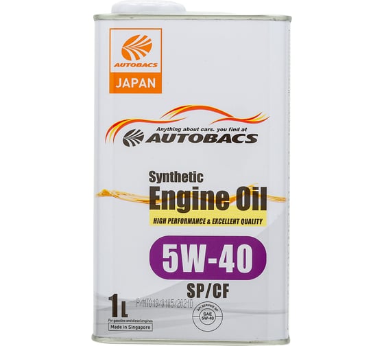 Изображение товара Моторное масло AUTOBACS 5W-40, SYNTHETIC, API SP/CF, 1 л A00032431