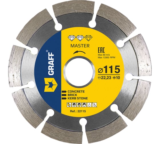 Изображение товара Алмазный диск по бетону и камню GRAFF Master 115x10x2.2x22.23 мм 22115