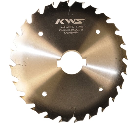 Изображение товара Диск пильный HM с тонким пропилом KWS 250х50х2.2/1.6х24t W α20 β10 +8 2х16х6 3000 04030-99981807