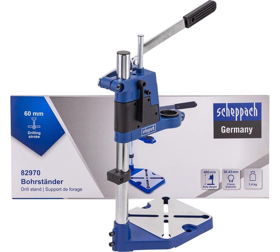Изображение товара Стойка для дрели Scheppach (высота 400мм, ход 0-60мм) Sch-82970(65675)