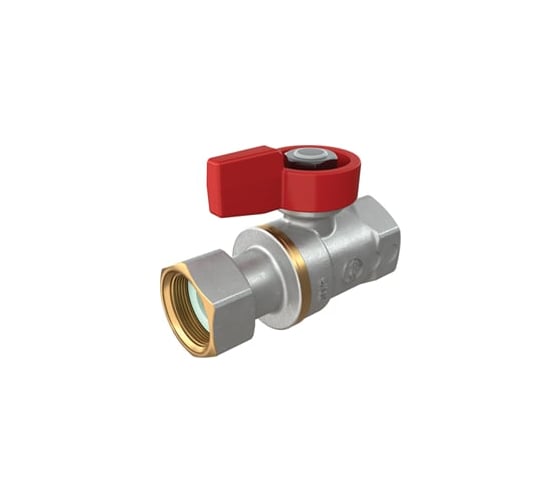 Изображение товара Кран шаровой для котлов и счетчиков Giacomini 1/2F x 1/2, ручка-флажок, красная, ВР-отвод накидная гайка GIA R251PX012