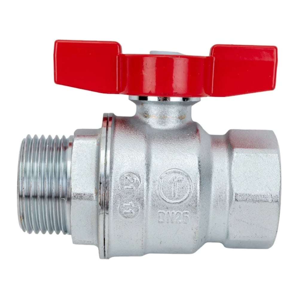 Изображение товара Полнопроходной шаровой кран Giacomini 25 мм с резьбой, латунь, бабочка, красный