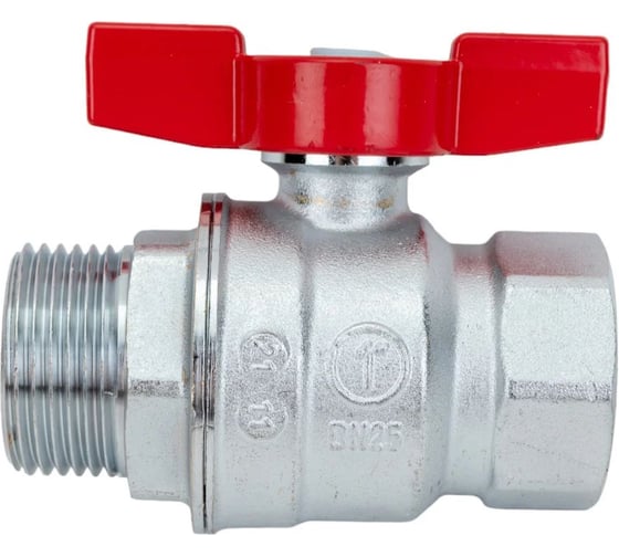 Изображение товара Шаровой кран Giacomini полнопроходной, резьба внутренняя/наружная, хромированный, ручка - бабочка красная, 1 GIA R854X025