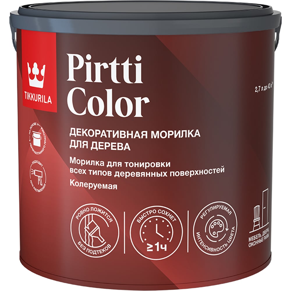 Изображение товара Морилка Tikkurila PIRTTI COLOR EP 2,7 л для внутренних деревянных поверхностей