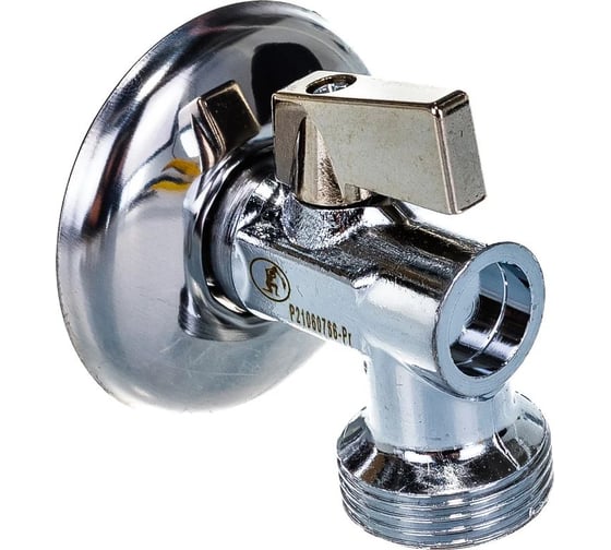 Изображение товара Кран шаровой угловой для стиральной машины Giacomini GIA, 1/2x3/4, хромированный, c уплотнительным кольцом R614X004