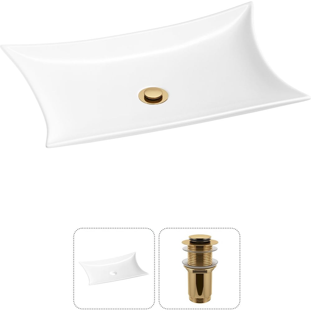 Изображение товара Комплект Wellsee 2 в 1 Lavinia Boho накладная раковина 59x39 см белая фарфор