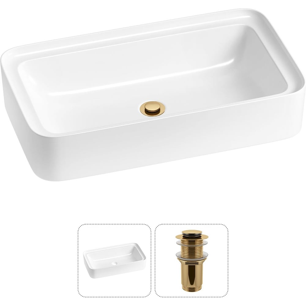 Изображение товара Комплект накладной раковины Wellsee Lavinia Boho 75x40 см фарфор RefCeram