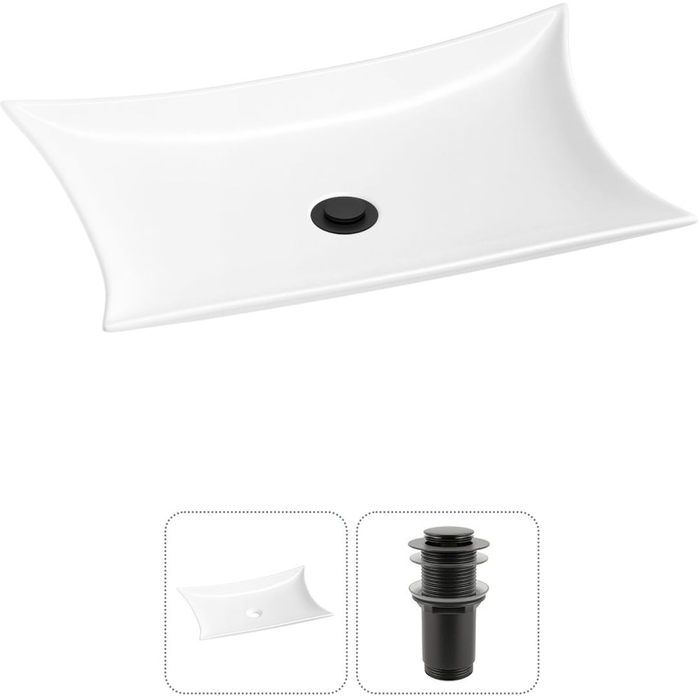 Изображение товара Накладная раковина Wellsee 2 в 1 Lavinia Boho белая фарфоровая 59x39 см