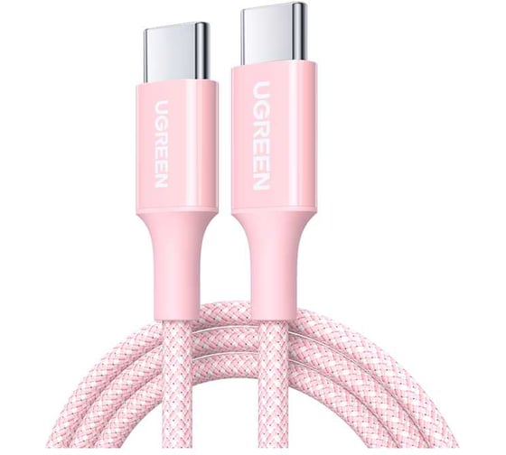 Изображение товара Кабель UGREEN L501 65246 60W USB-C to USB-C PD Fast Charging Braided Cable 3A Max. Длина: 2м. Цвет: розовый 65246_