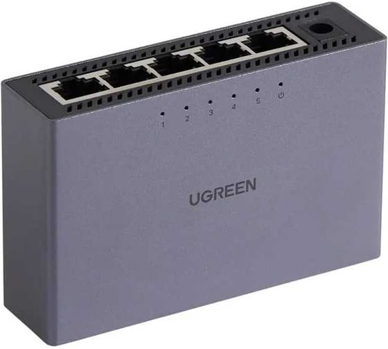Изображение товара Коммутатор сетевой UGREEN CM633 5-Port Gigabit Ethernet Switch Aluminum Housing EU. Цвет: серый 15641EU
