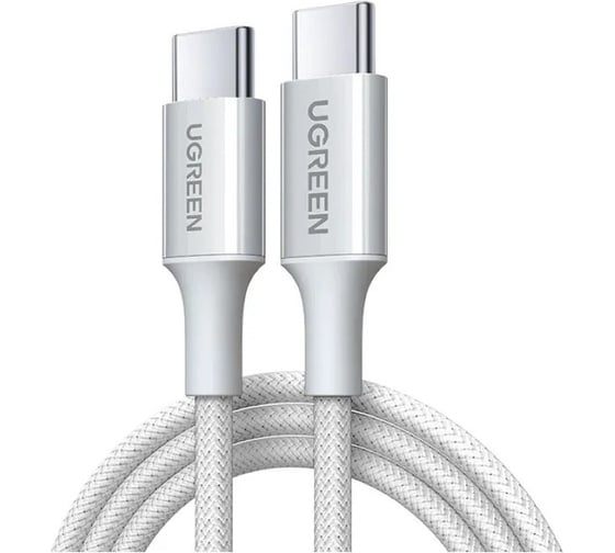 Изображение товара Кабель UGREEN L502 65255 USB-C to USB-C PD Fast Charging Braided Cable 5A Max. Длина: 1м. Цвет: титан 65255_