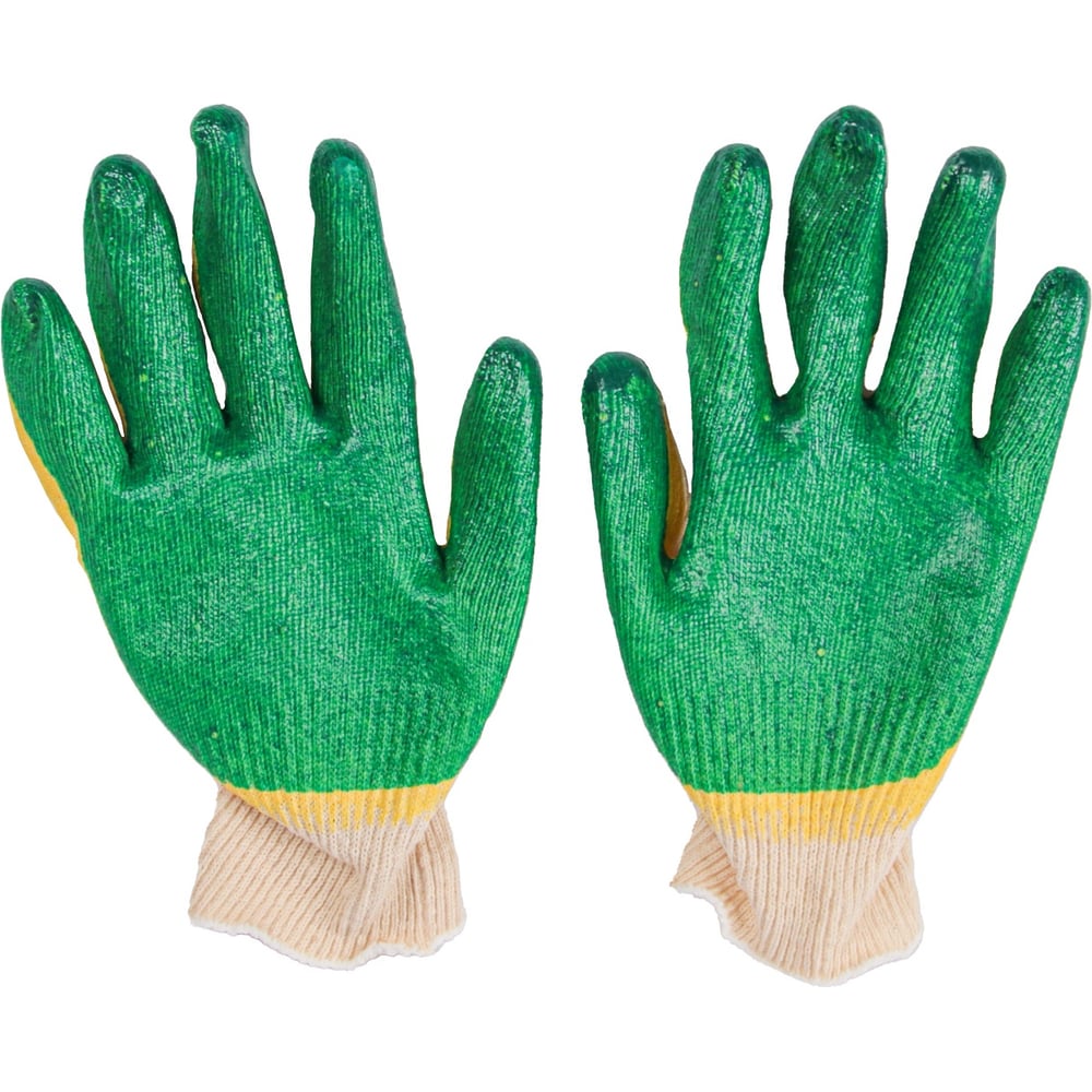 Изображение товара Перчатки Спец Х/Б двойной облив (латекс-желто-зеленый) 13 класс