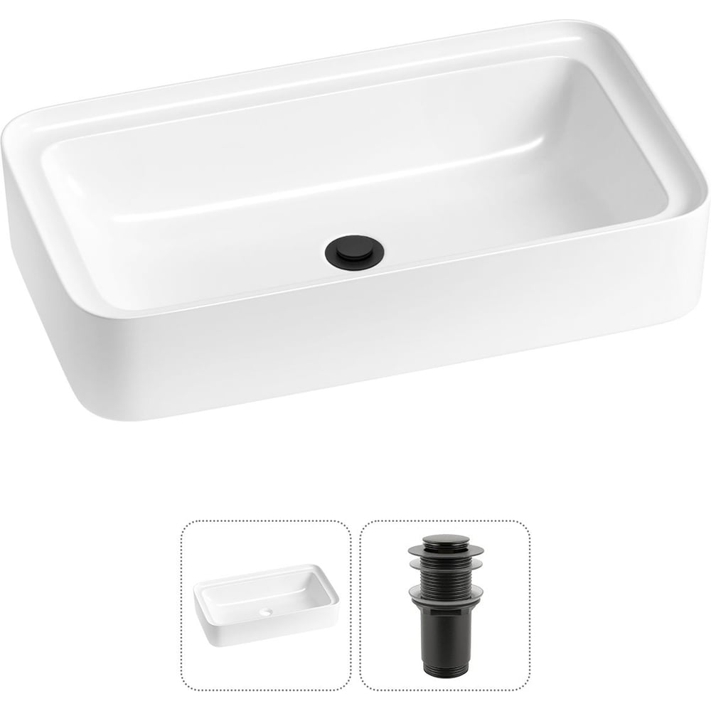 Изображение товара Комплект Wellsee 2 в 1 Lavinia Boho накладная раковина 75x40 см белая