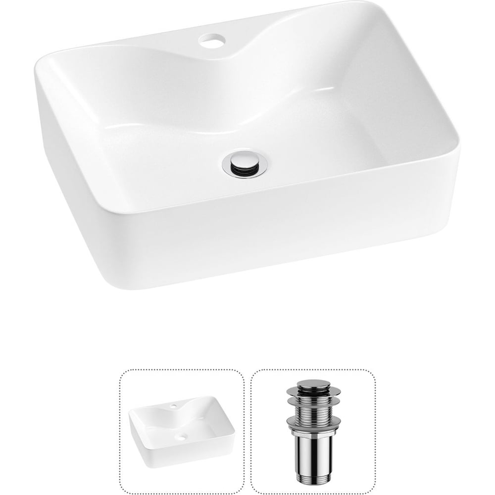 Изображение товара Комплект раковины Wellsee 2 в 1 Lavinia Boho для ванной, накладная, белая, фарфор